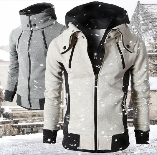 Men's Zip UP Hooded Jacket Two Piece Sports Cardigan Jacket