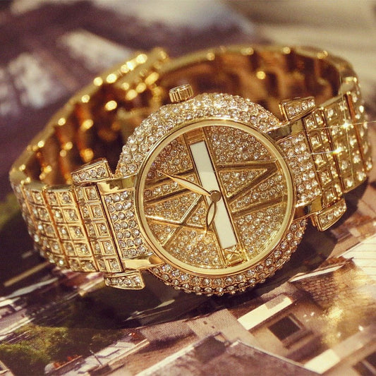 Diamond Stainless Steel Bracelet Wrist Watch Women