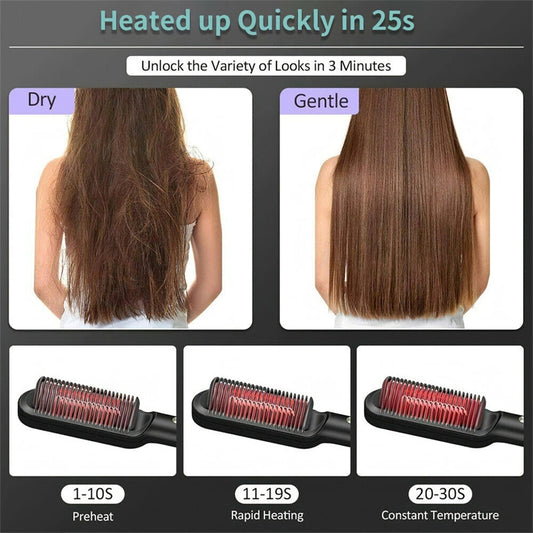New 2 In 1 Hair Straightener Hot Comb Ion Curling Dual-purpose Electric Hair Brush