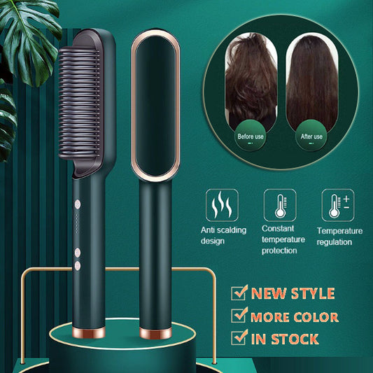 New 2 In 1 Hair Straightener Hot Comb Ion Curling Dual-purpose Electric Hair Brush