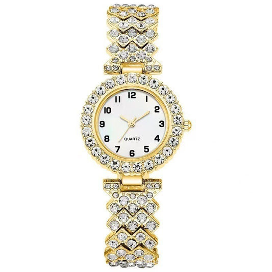 Fashion 2pcs Luxury Women Watch Set Silver Strap Quartz Wristwatch