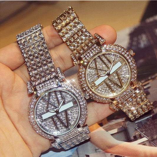 Diamond Stainless Steel Bracelet Wrist Watch Women