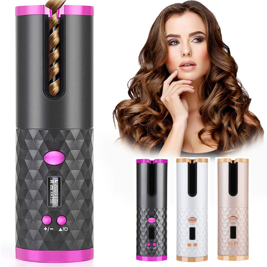 Rechargeable Automatic Hair Curler iron LCD Display Wave Styler